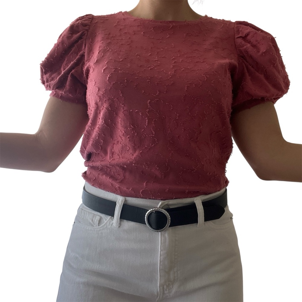 Textured Puff Sleeve Blouse